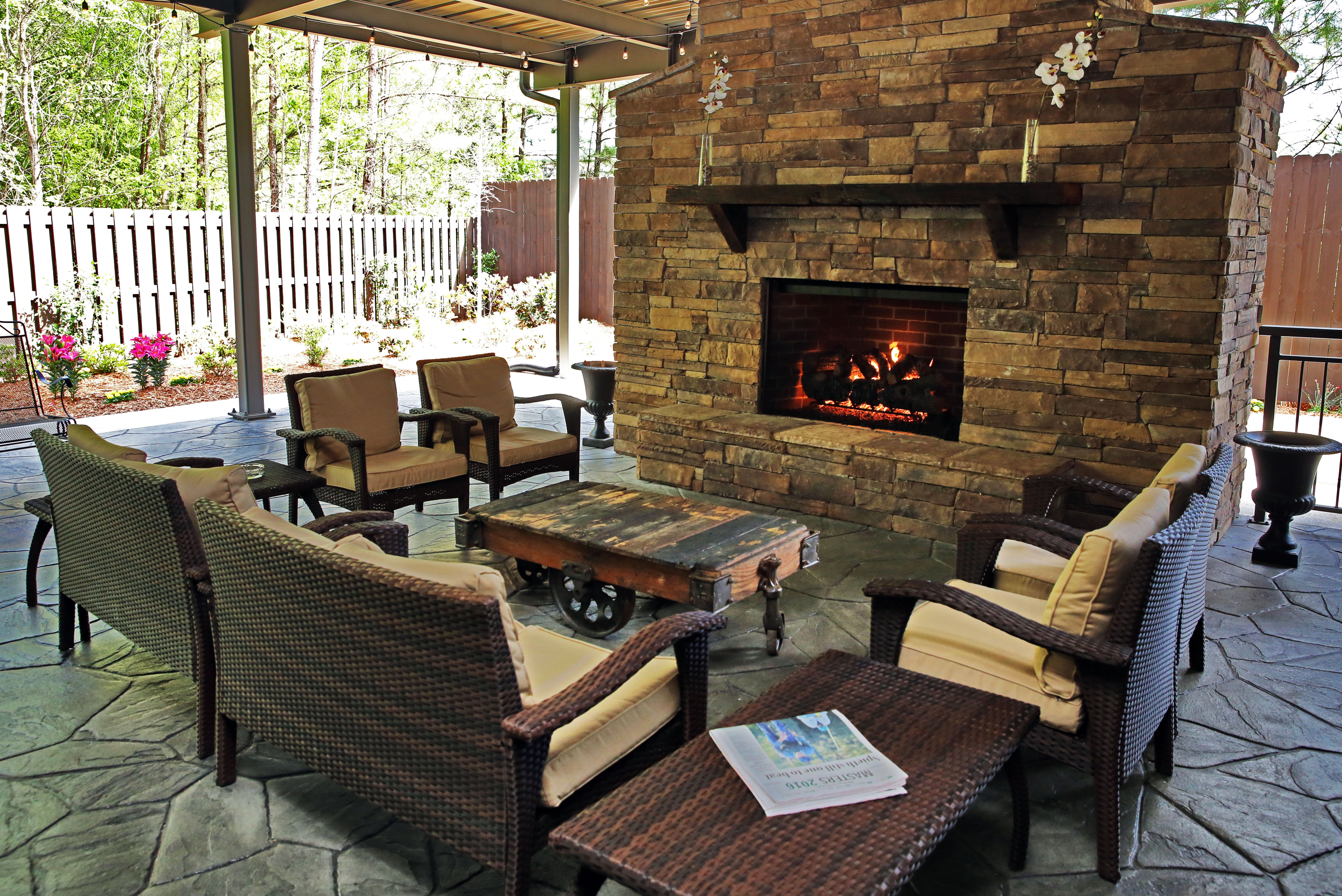 Comfortable outdoor back patio during Masters hospitality